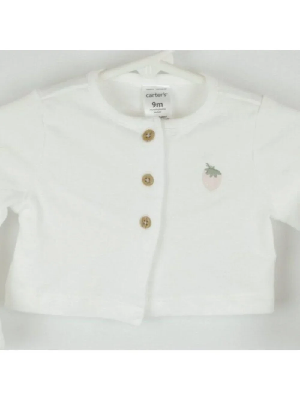 Carter's Infant Size 9 Months White Embroidered Button Up Knit Jersey Cardigan